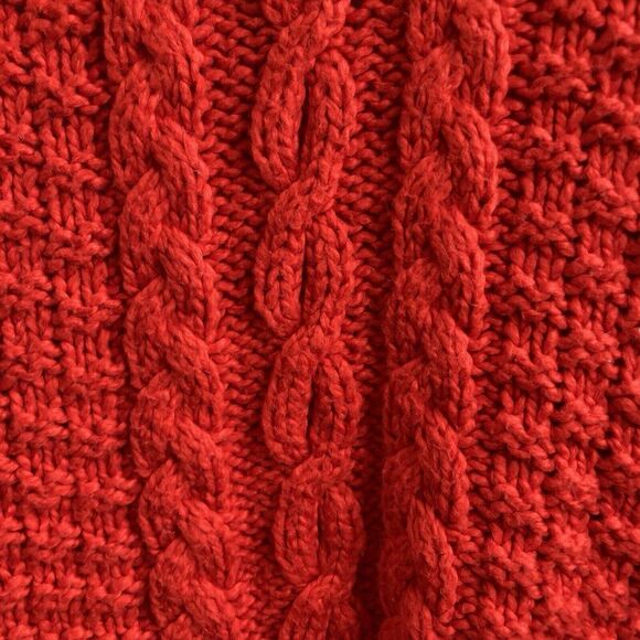 Aerie Womens Red Chunky Cable Knit Sweater Size S Oversized Preppy Old Money - Picture 10 of 10